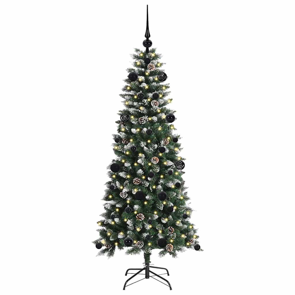 VidaXL künstlicher Weihnachtsbaum mit 150 LEDs grün, 150 cm PVC und Kunststoff und Stahl