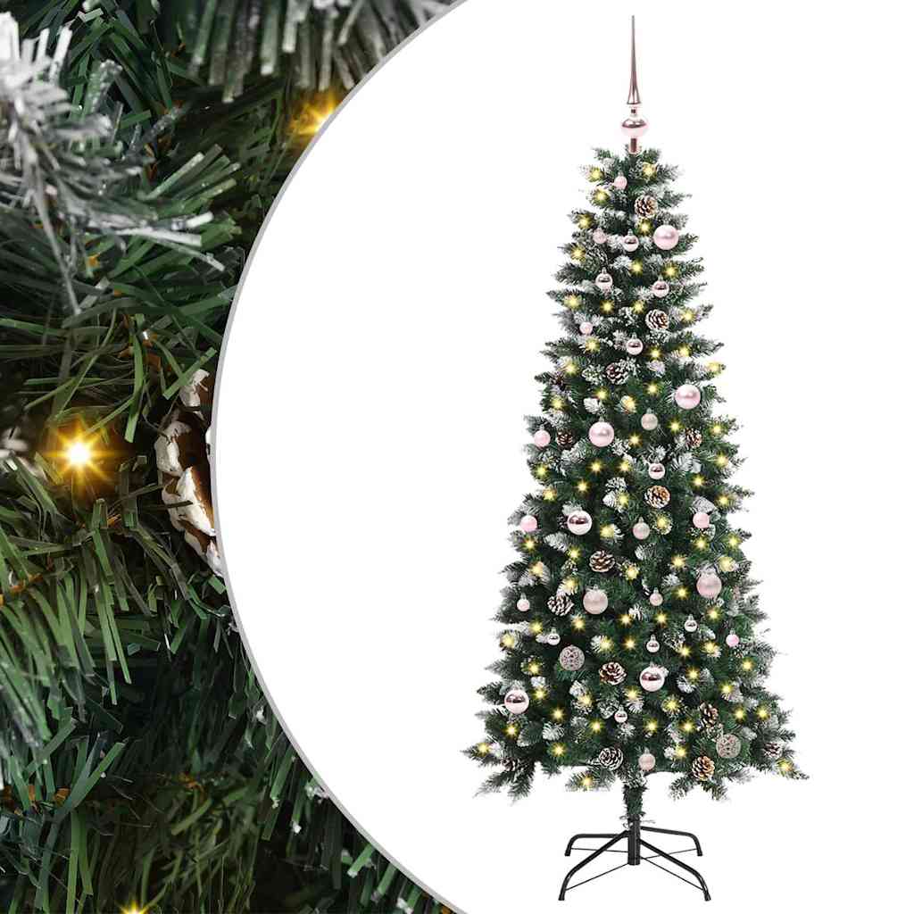 VidaXL künstlicher Weihnachtsbaum mit 150 LEDs grün, 150 cm PVC und Kunststoff und Stahl