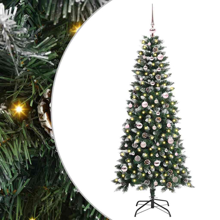VidaXL künstlicher Weihnachtsbaum mit 150 LEDs grün, 150 cm PVC und Kunststoff und Stahl