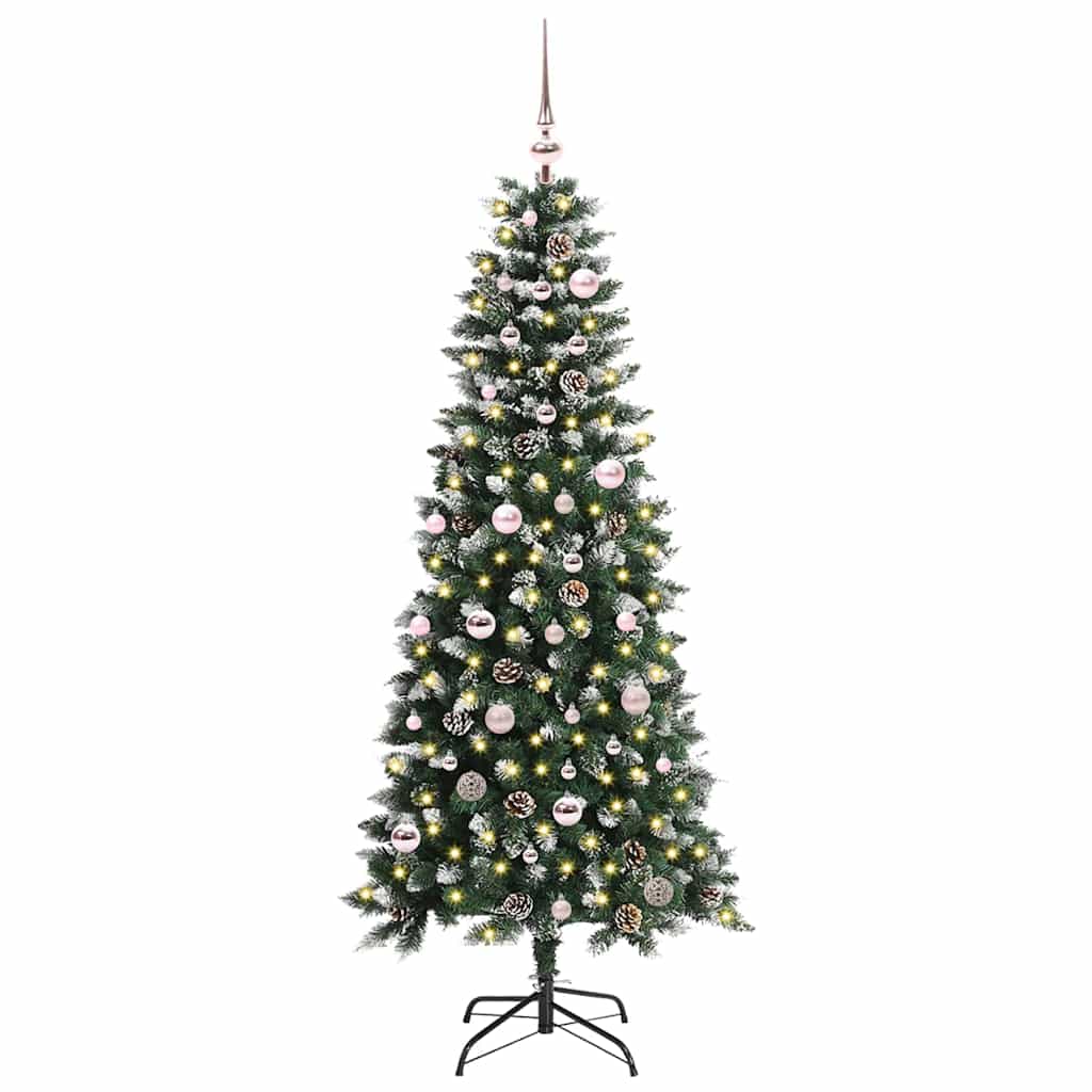 VidaXL künstlicher Weihnachtsbaum mit 150 LEDs grün, 150 cm PVC und Kunststoff und Stahl