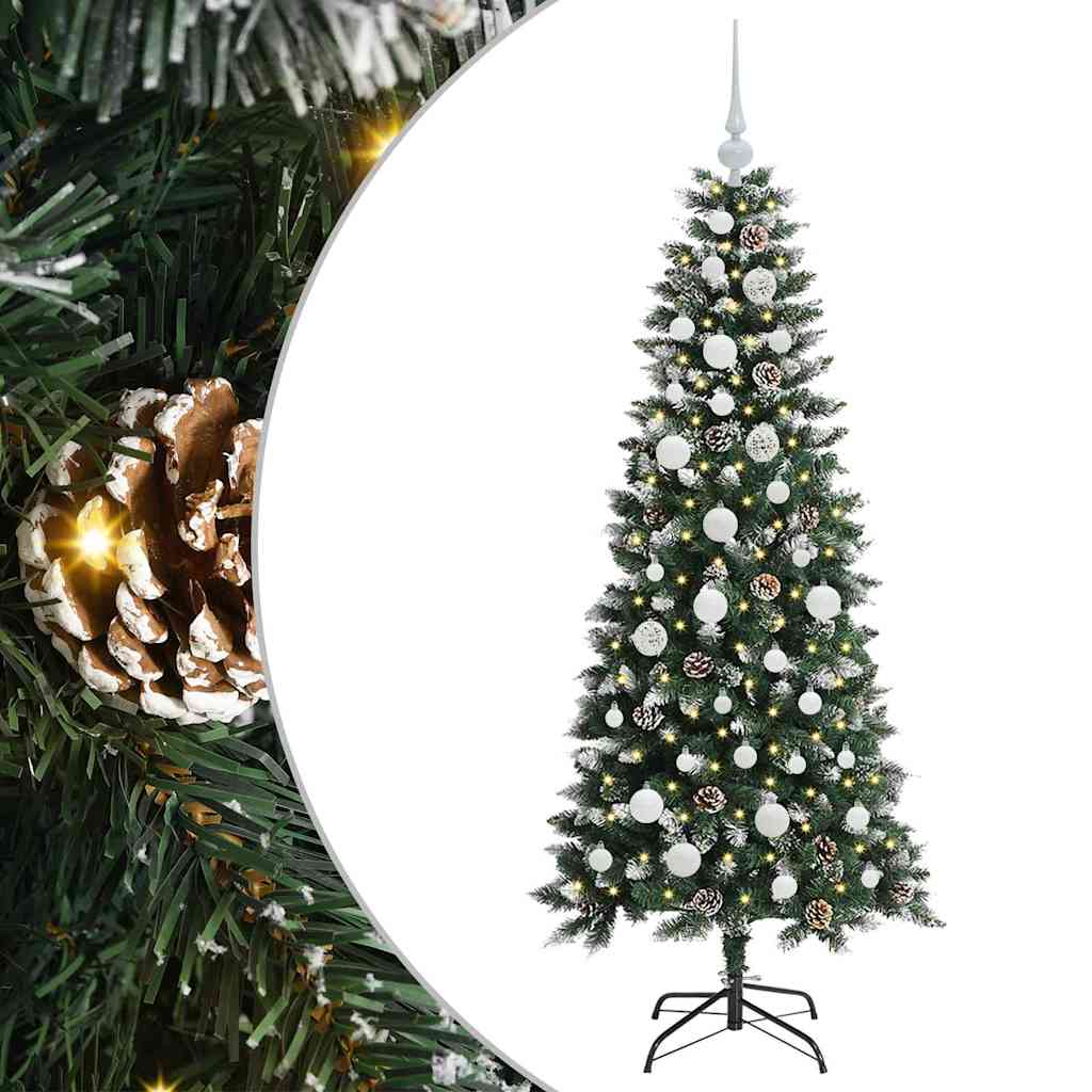 VidaXL künstlicher Weihnachtsbaum mit 150 LEDs grün, 150 cm PVC und Kunststoff und Stahl