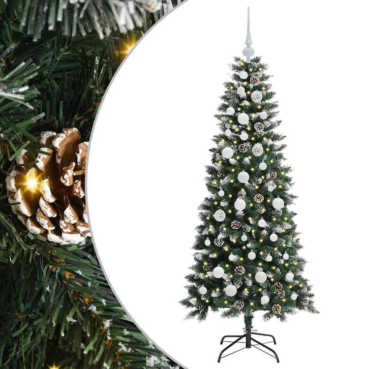VidaXL künstlicher Weihnachtsbaum mit 150 LEDs grün, 150 cm PVC und Kunststoff und Stahl