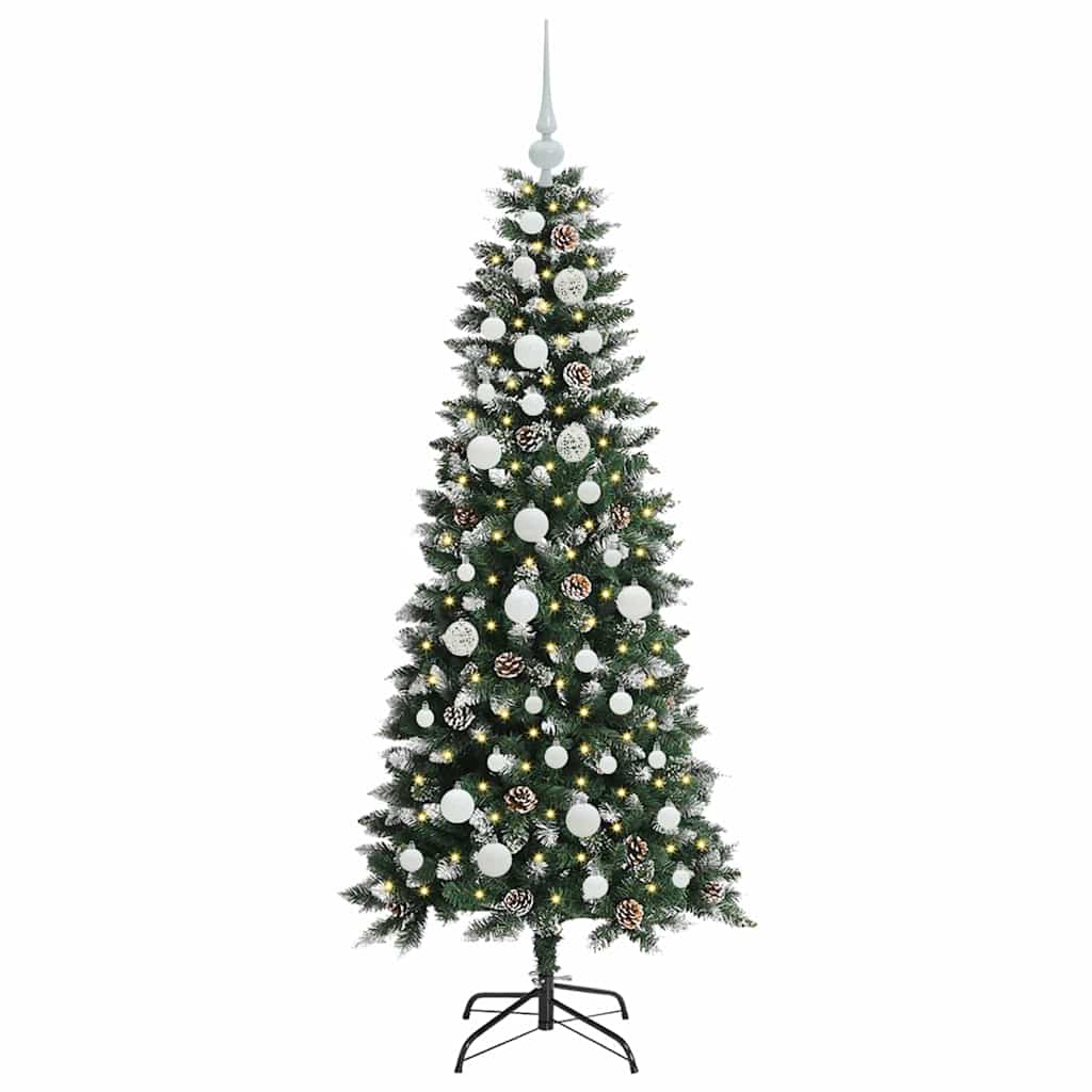VidaXL künstlicher Weihnachtsbaum mit 150 LEDs grün, 150 cm PVC und Kunststoff und Stahl