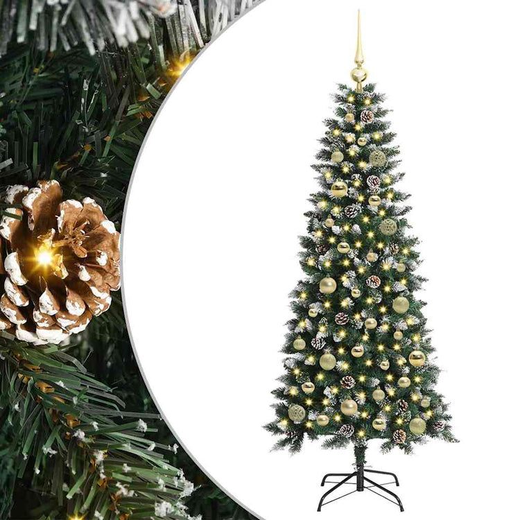 VidaXL künstlicher Weihnachtsbaum mit 150 LEDs grün, 150 cm PVC und Kunststoff und Stahl