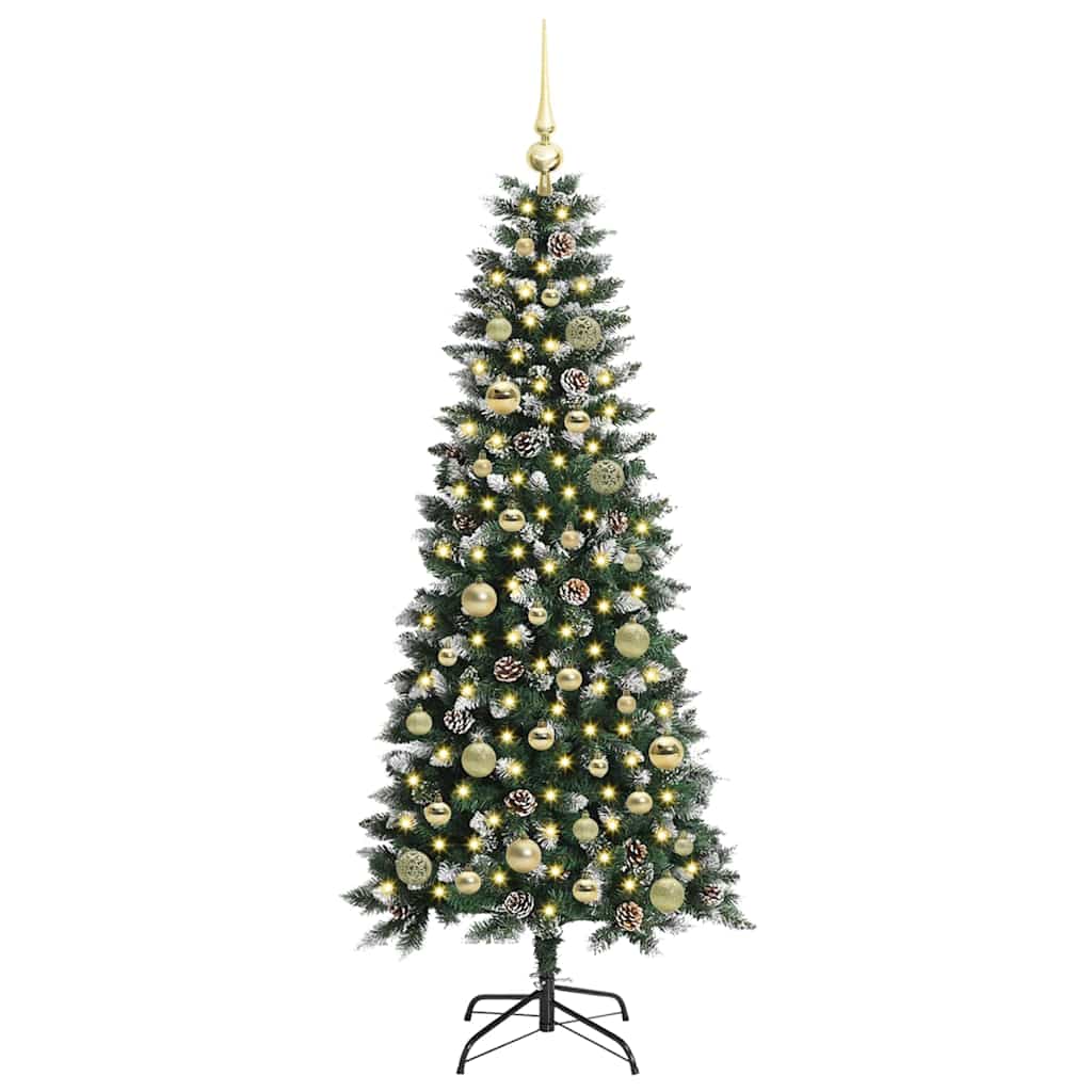 VidaXL künstlicher Weihnachtsbaum mit 150 LEDs grün, 150 cm PVC und Kunststoff und Stahl