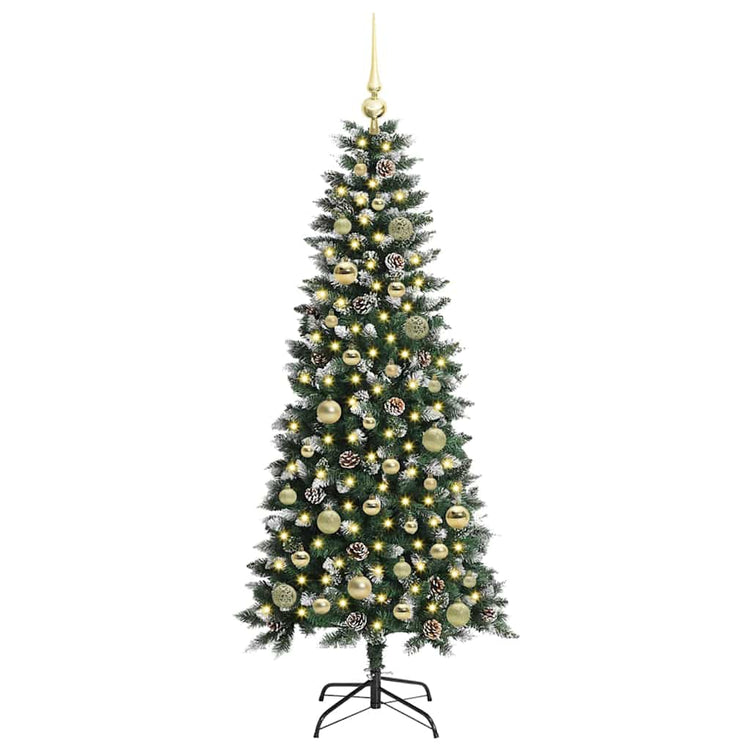 VidaXL künstlicher Weihnachtsbaum mit 150 LEDs grün, 150 cm PVC und Kunststoff und Stahl
