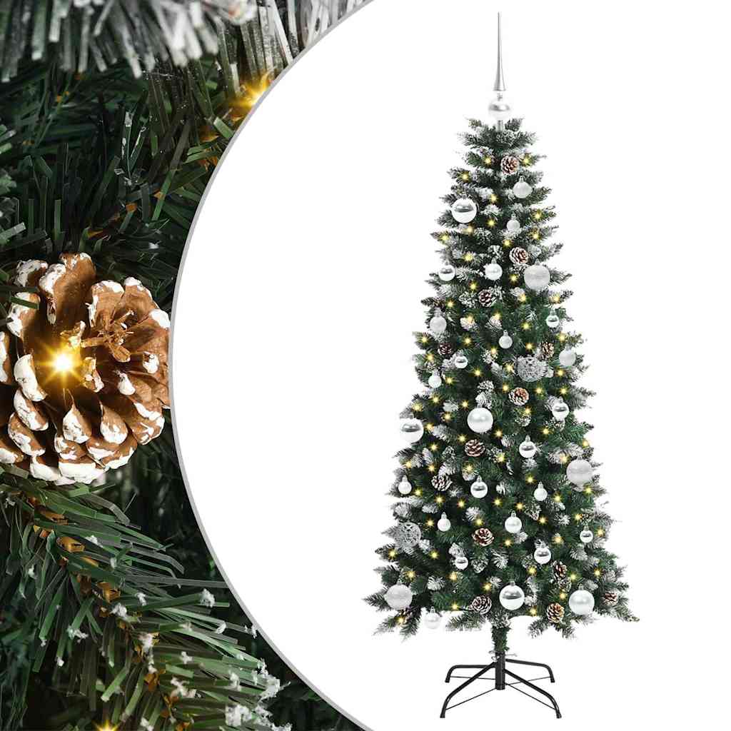 VidaXL künstlicher Weihnachtsbaum mit 150 LEDs grün, 150 cm PVC und Kunststoff und Stahl