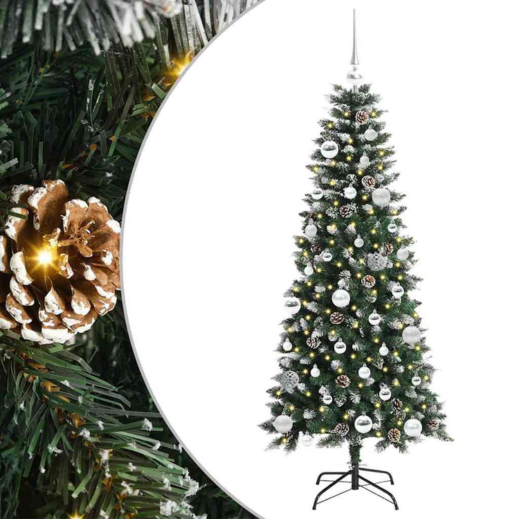 VidaXL künstlicher Weihnachtsbaum mit 150 LEDs grün, 150 cm PVC und Kunststoff und Stahl