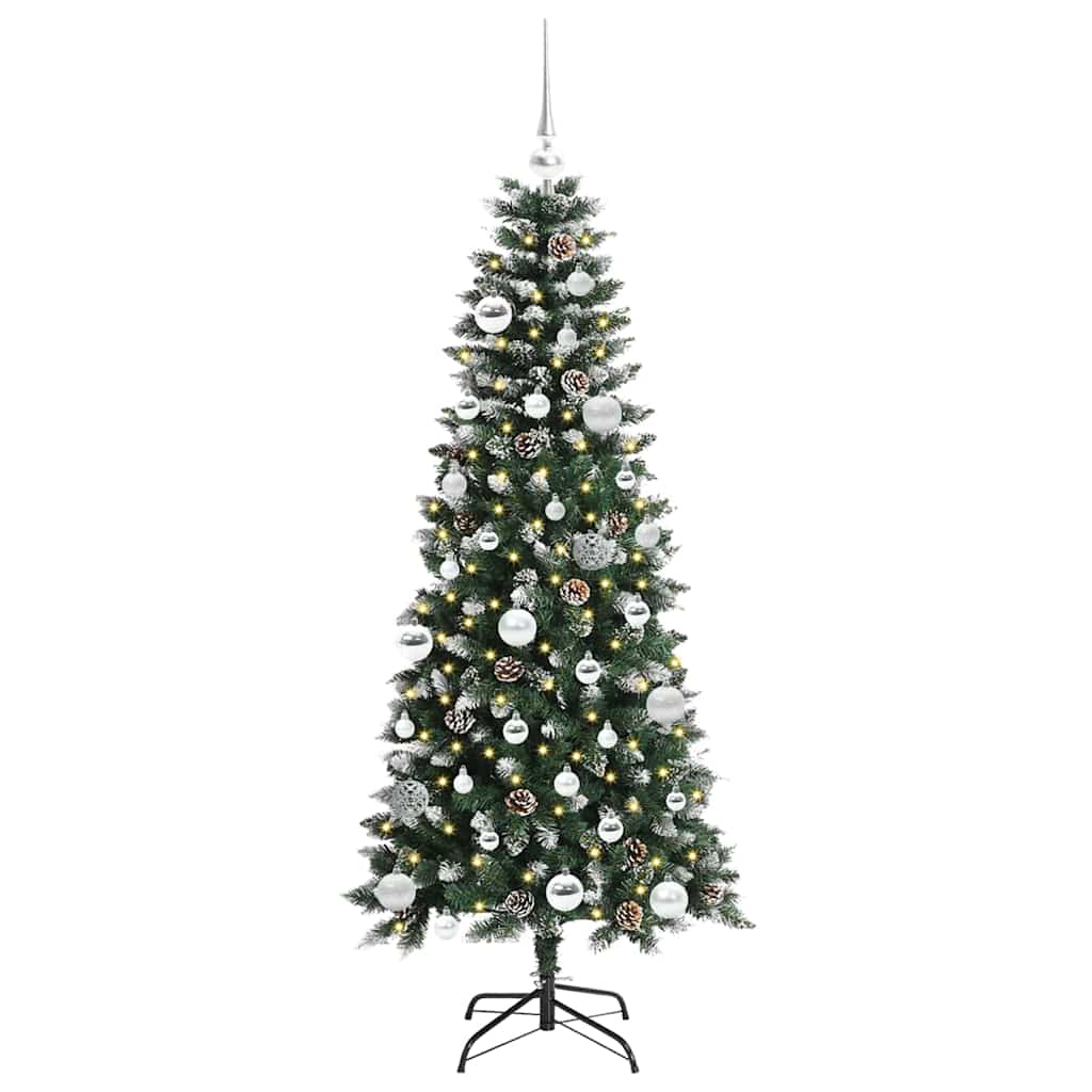 VidaXL künstlicher Weihnachtsbaum mit 150 LEDs grün, 150 cm PVC und Kunststoff und Stahl