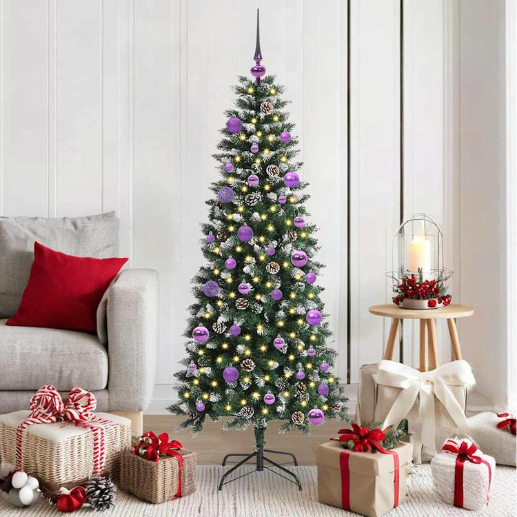VidaXL künstlicher Weihnachtsbaum mit 150 LEDs grün, 150 cm PVC und Kunststoff und Stahl