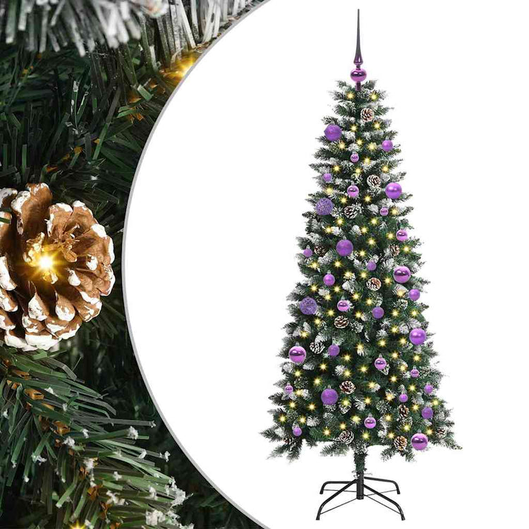VidaXL künstlicher Weihnachtsbaum mit 150 LEDs grün, 150 cm PVC und Kunststoff und Stahl