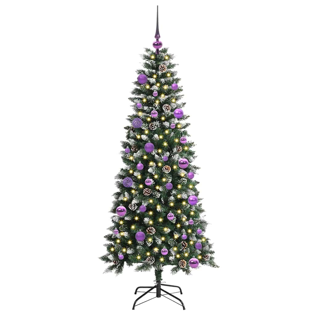 VidaXL künstlicher Weihnachtsbaum mit 150 LEDs grün, 150 cm PVC und Kunststoff und Stahl