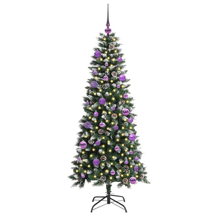 VidaXL künstlicher Weihnachtsbaum mit 150 LEDs grün, 150 cm PVC und Kunststoff und Stahl
