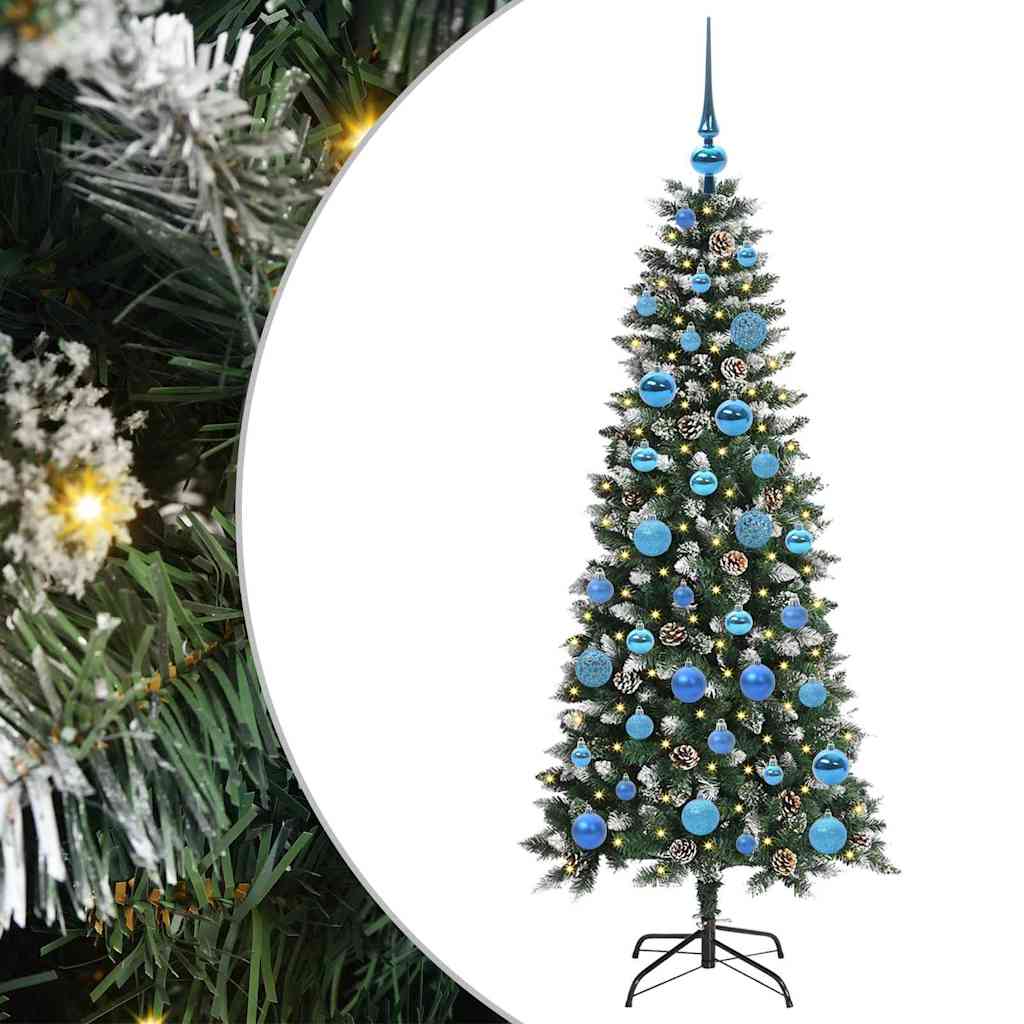 VidaXL künstlicher Weihnachtsbaum mit 150 LEDs grün, 150 cm PVC und Kunststoff und Stahl