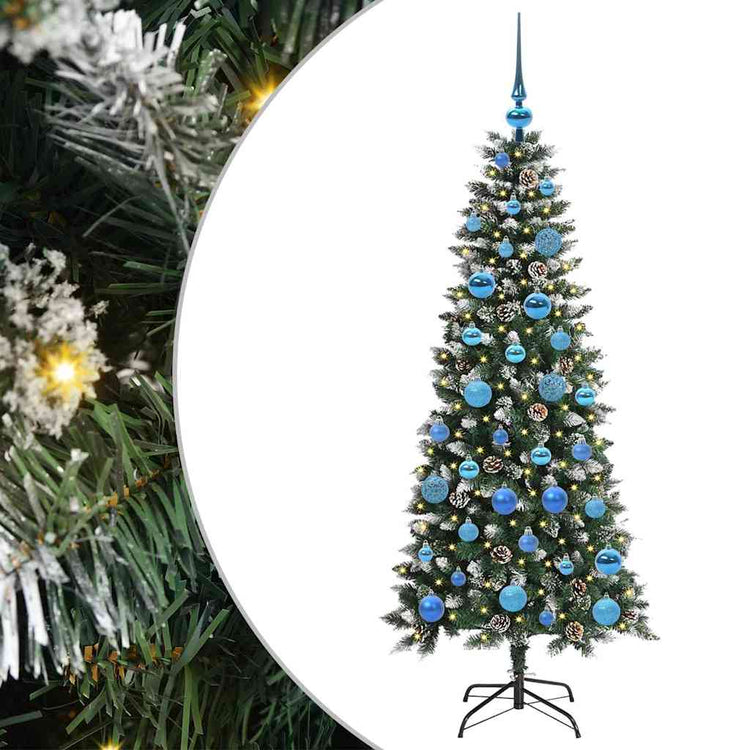 VidaXL künstlicher Weihnachtsbaum mit 150 LEDs grün, 150 cm PVC und Kunststoff und Stahl