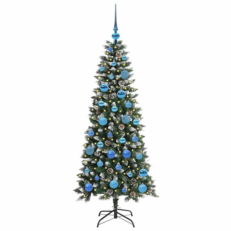 VidaXL künstlicher Weihnachtsbaum mit 150 LEDs grün, 150 cm PVC und Kunststoff und Stahl