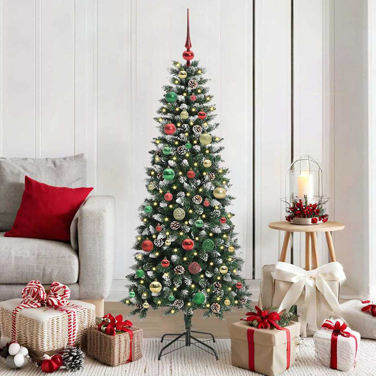 VidaXL künstlicher Weihnachtsbaum mit 150 LEDs grün, 150 cm PVC und Kunststoff und Stahl
