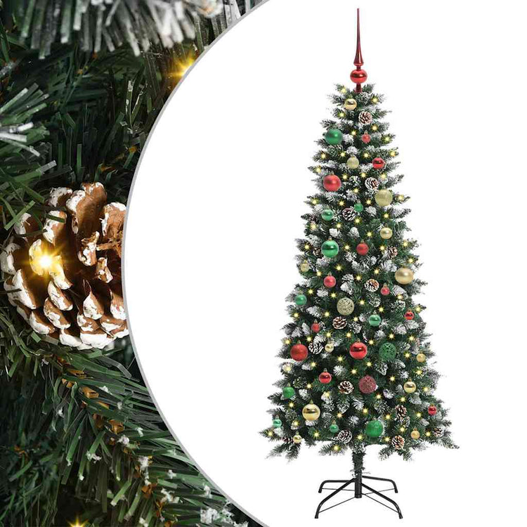 VidaXL künstlicher Weihnachtsbaum mit 150 LEDs grün, 150 cm PVC und Kunststoff und Stahl