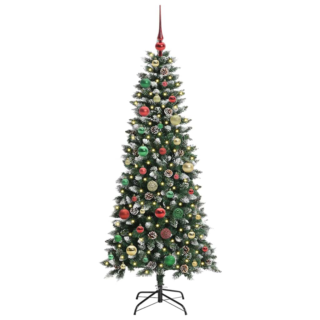 VidaXL künstlicher Weihnachtsbaum mit 150 LEDs grün, 150 cm PVC und Kunststoff und Stahl