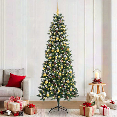 VidaXL künstlicher Weihnachtsbaum mit 300 LEDs grün, 210 cm PVC und Kunststoff und Stahl