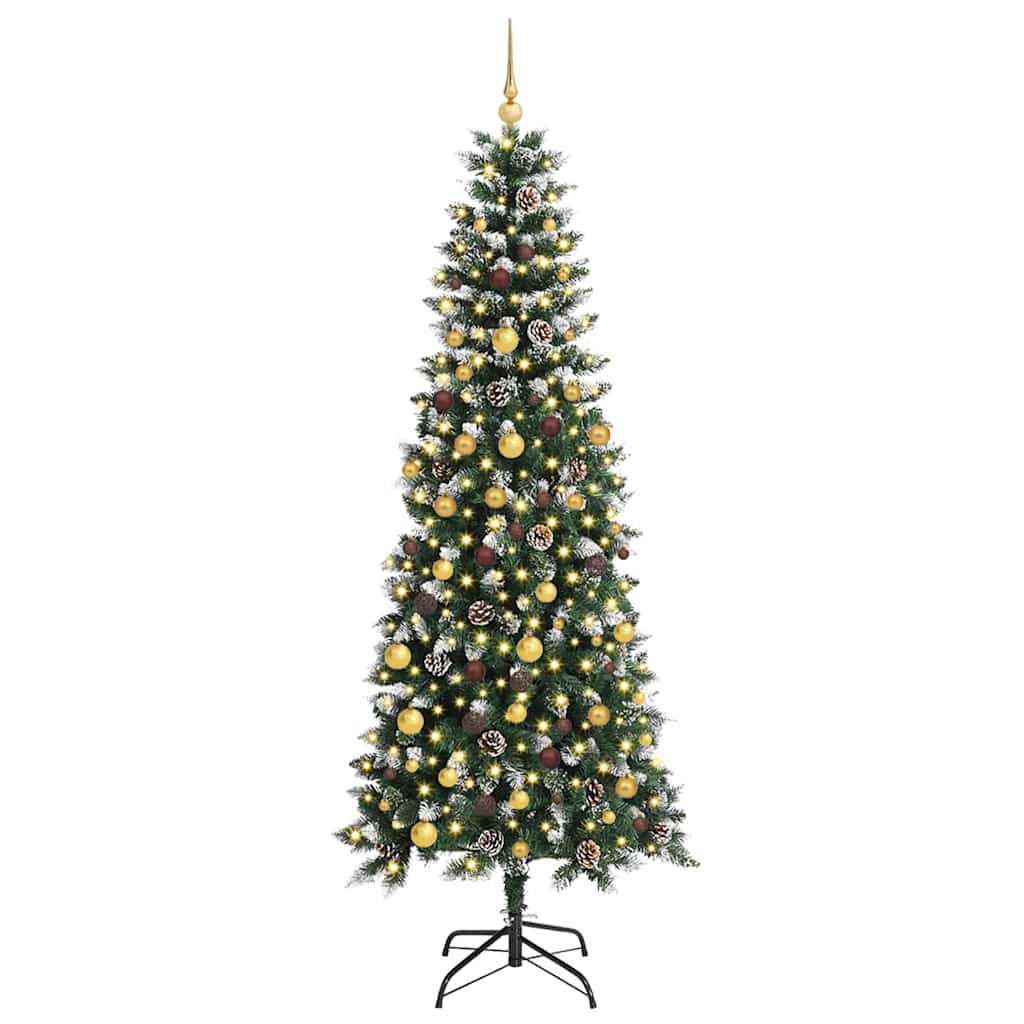 VidaXL künstlicher Weihnachtsbaum mit 300 LEDs grün, 210 cm PVC und Kunststoff und Stahl