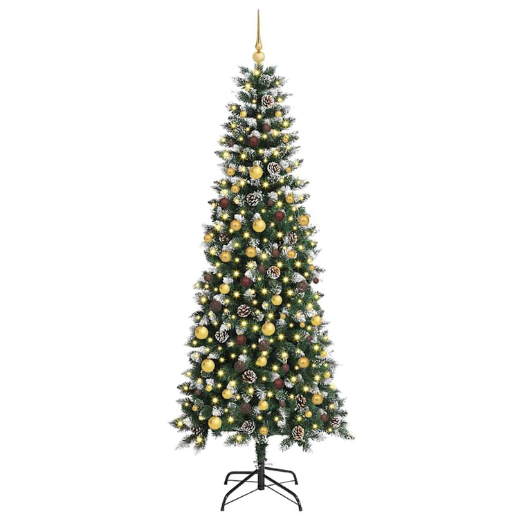 VidaXL künstlicher Weihnachtsbaum mit 300 LEDs grün, 210 cm PVC und Kunststoff und Stahl