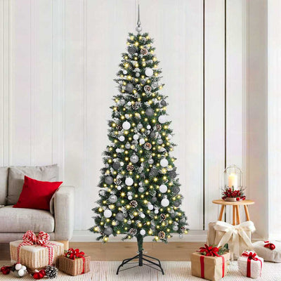 VidaXL künstlicher Weihnachtsbaum mit 300 LEDs grün, 210 cm PVC und Kunststoff und Stahl