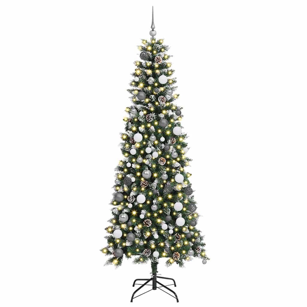 VidaXL künstlicher Weihnachtsbaum mit 300 LEDs grün, 210 cm PVC und Kunststoff und Stahl