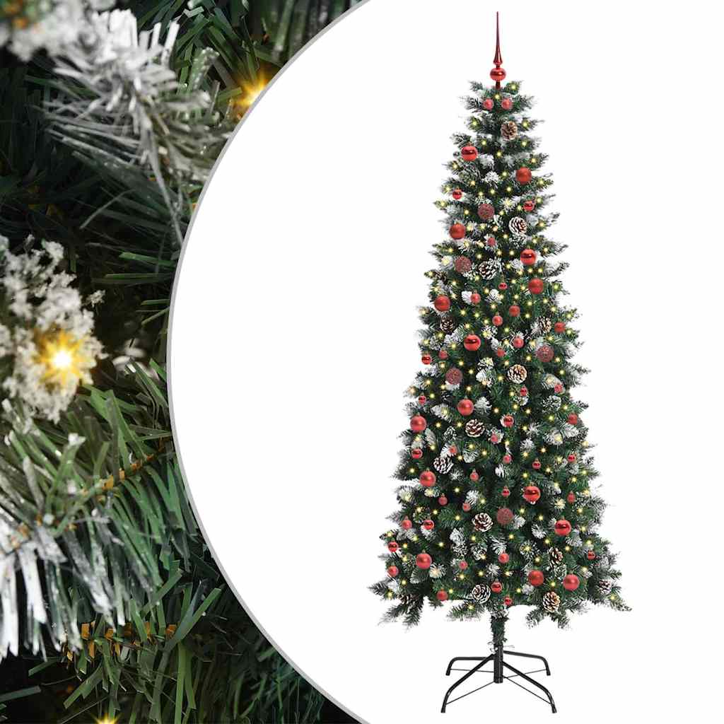 VidaXL künstlicher Weihnachtsbaum mit 300 LEDs grün, 210 cm PVC und Kunststoff und Stahl