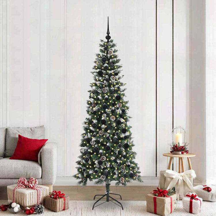 VidaXL künstlicher Weihnachtsbaum mit 300 LEDs grün, 210 cm PVC und Kunststoff und Stahl