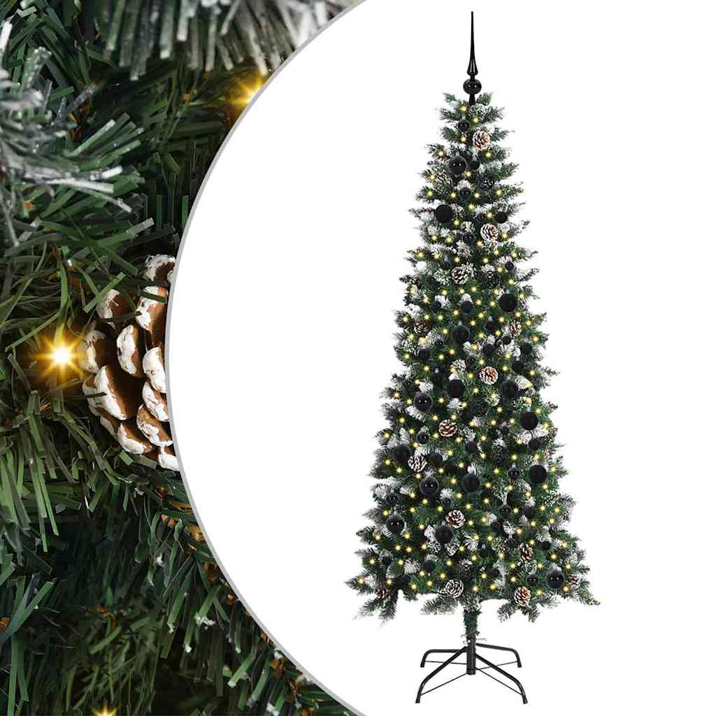 VidaXL künstlicher Weihnachtsbaum mit 300 LEDs grün, 210 cm PVC und Kunststoff und Stahl
