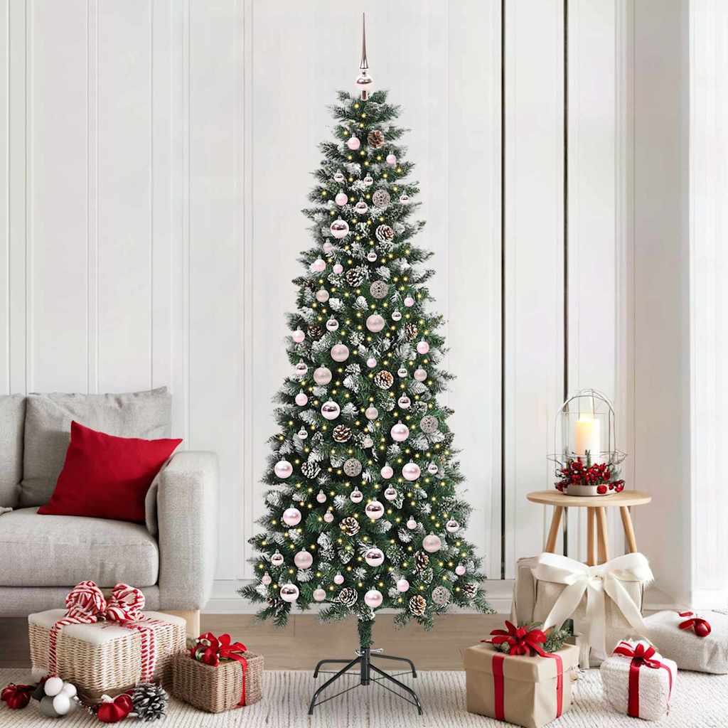 VidaXL künstlicher Weihnachtsbaum mit 300 LEDs grün, 210 cm PVC und Kunststoff und Stahl