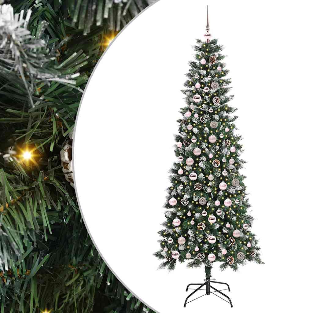 VidaXL künstlicher Weihnachtsbaum mit 300 LEDs grün, 210 cm PVC und Kunststoff und Stahl