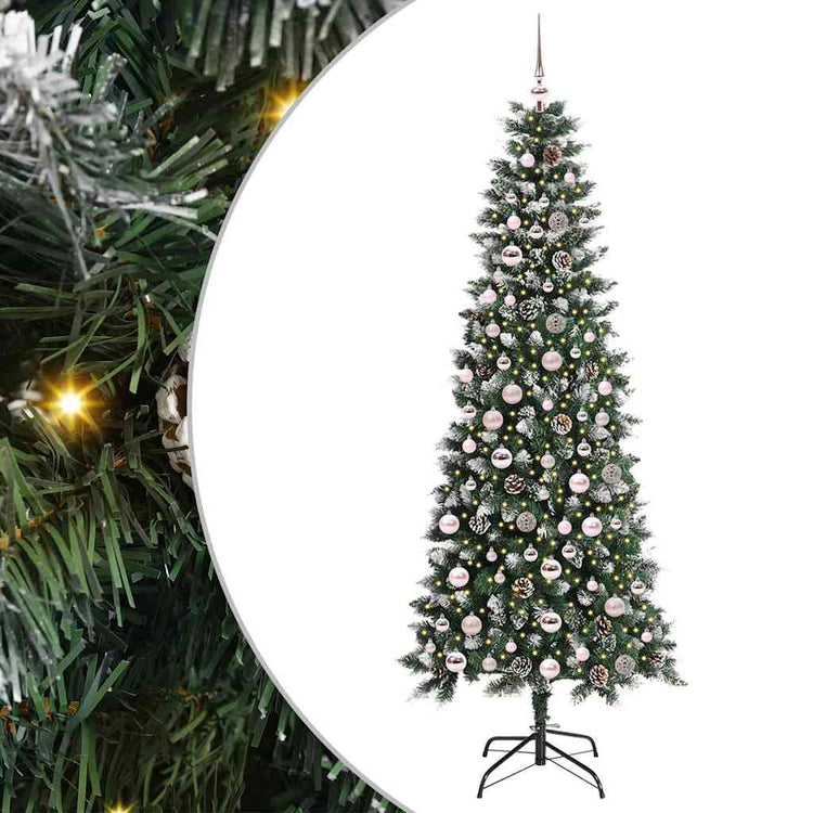 VidaXL künstlicher Weihnachtsbaum mit 300 LEDs grün, 210 cm PVC und Kunststoff und Stahl
