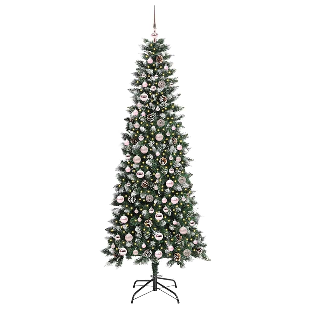 VidaXL künstlicher Weihnachtsbaum mit 300 LEDs grün, 210 cm PVC und Kunststoff und Stahl