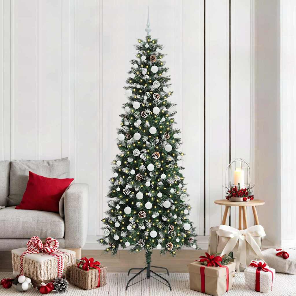 VidaXL künstlicher Weihnachtsbaum mit 300 LEDs grün, 210 cm PVC und Kunststoff und Stahl