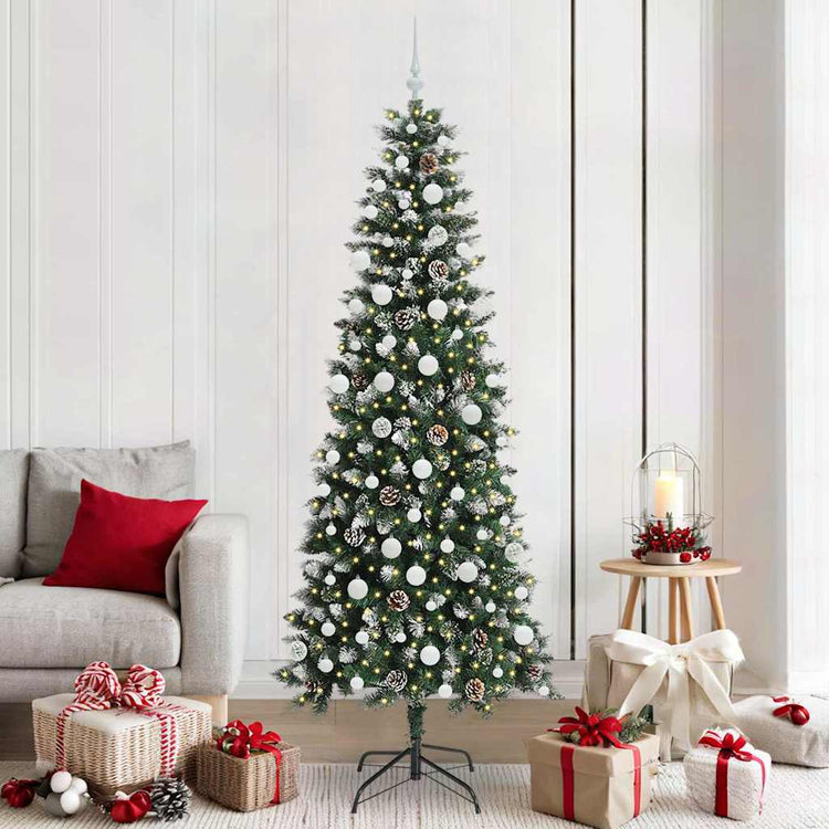 VidaXL künstlicher Weihnachtsbaum mit 300 LEDs grün, 210 cm PVC und Kunststoff und Stahl