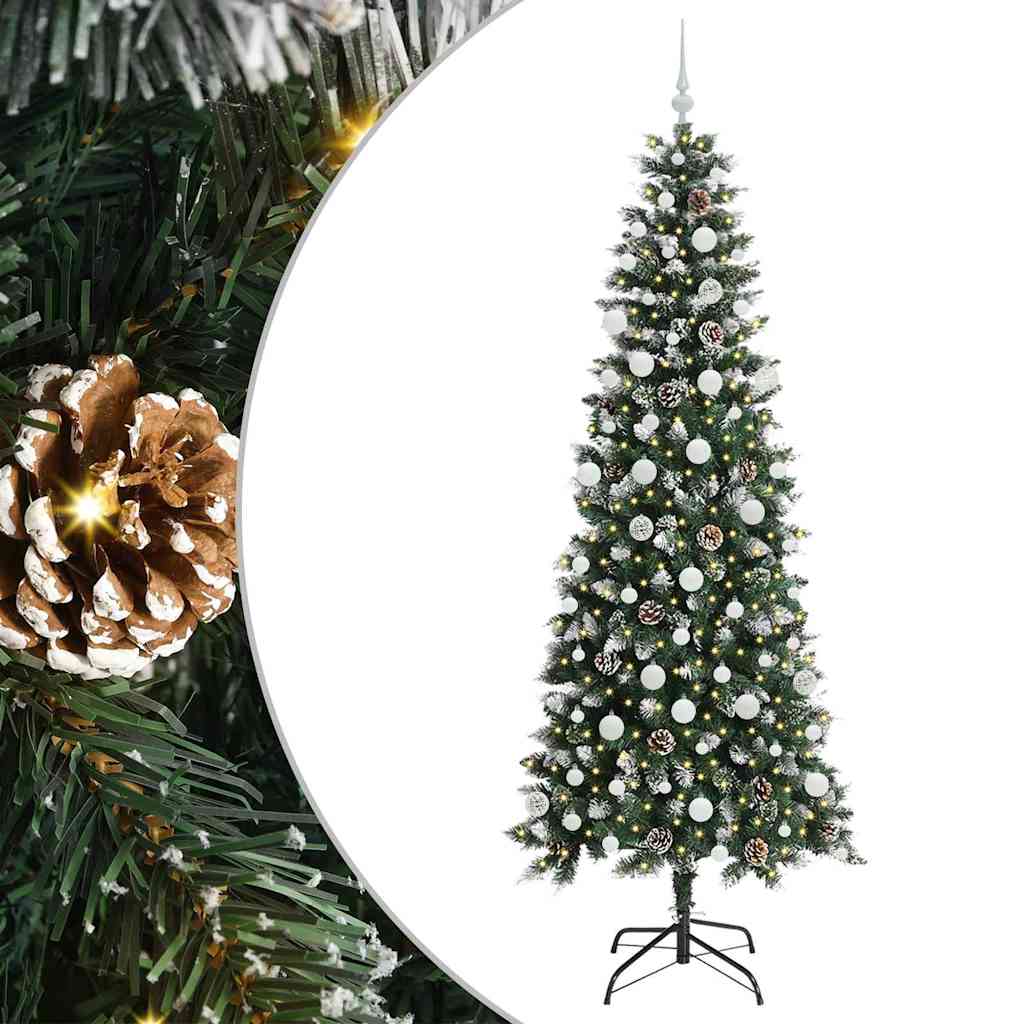 VidaXL künstlicher Weihnachtsbaum mit 300 LEDs grün, 210 cm PVC und Kunststoff und Stahl