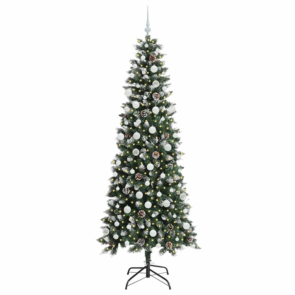 VidaXL künstlicher Weihnachtsbaum mit 300 LEDs grün, 210 cm PVC und Kunststoff und Stahl