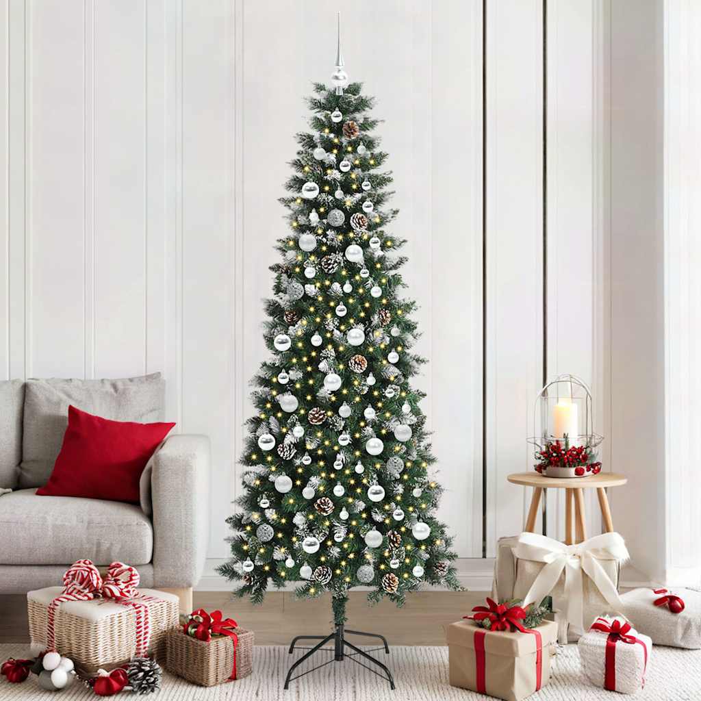 VidaXL künstlicher Weihnachtsbaum mit 300 LEDs grün, 210 cm PVC und Kunststoff und Stahl