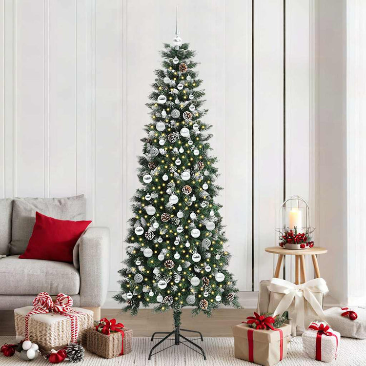 VidaXL künstlicher Weihnachtsbaum mit 300 LEDs grün, 210 cm PVC und Kunststoff und Stahl