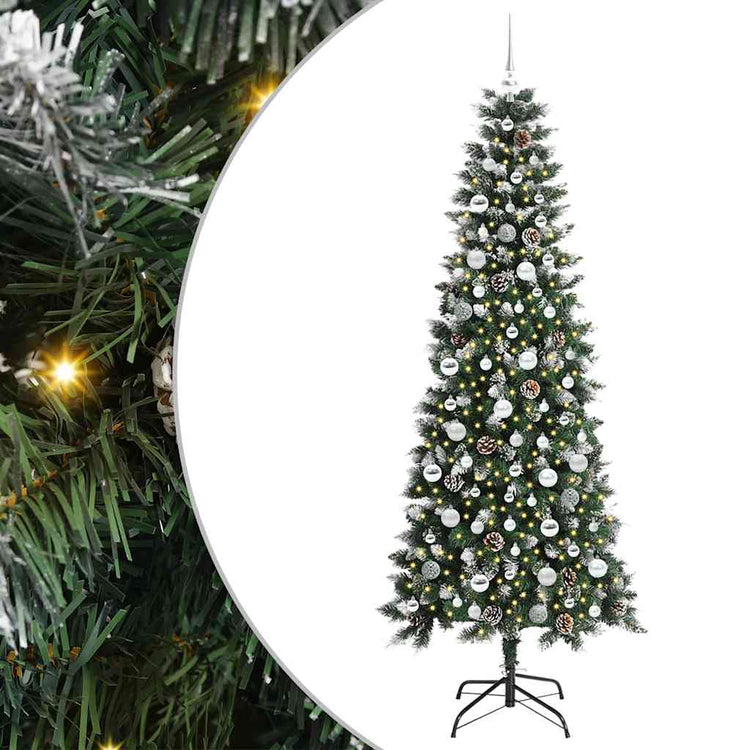 VidaXL künstlicher Weihnachtsbaum mit 300 LEDs grün, 210 cm PVC und Kunststoff und Stahl