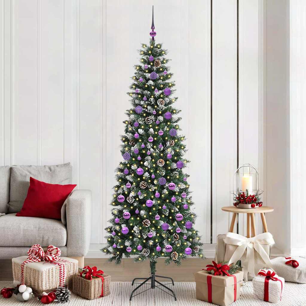 VidaXL künstlicher Weihnachtsbaum mit 300 LEDs grün, 210 cm PVC und Kunststoff und Stahl