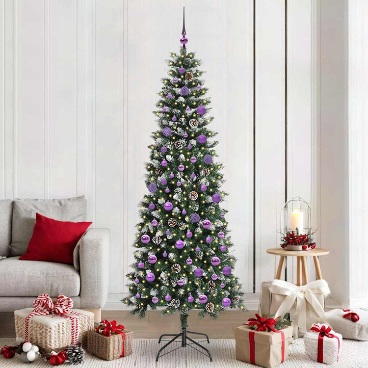 VidaXL künstlicher Weihnachtsbaum mit 300 LEDs grün, 210 cm PVC und Kunststoff und Stahl