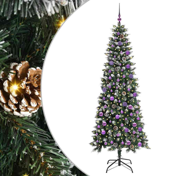 VidaXL künstlicher Weihnachtsbaum mit 300 LEDs grün, 210 cm PVC und Kunststoff und Stahl