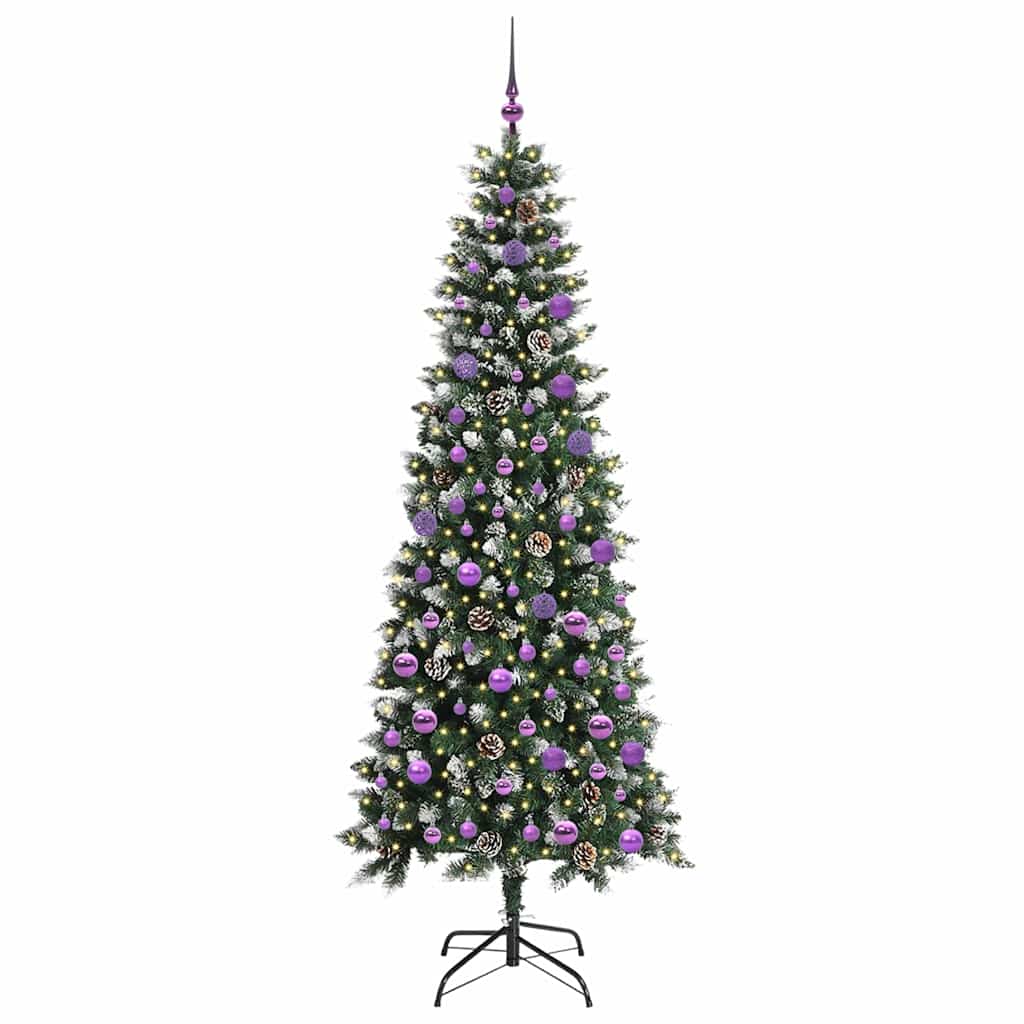 VidaXL künstlicher Weihnachtsbaum mit 300 LEDs grün, 210 cm PVC und Kunststoff und Stahl