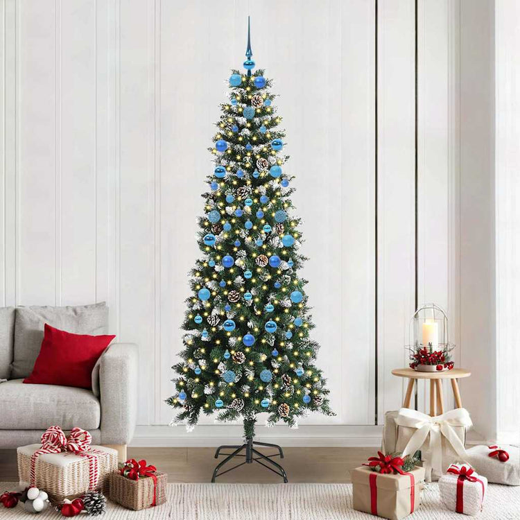 VidaXL künstlicher Weihnachtsbaum mit 300 LEDs grün, 210 cm PVC und Kunststoff und Stahl