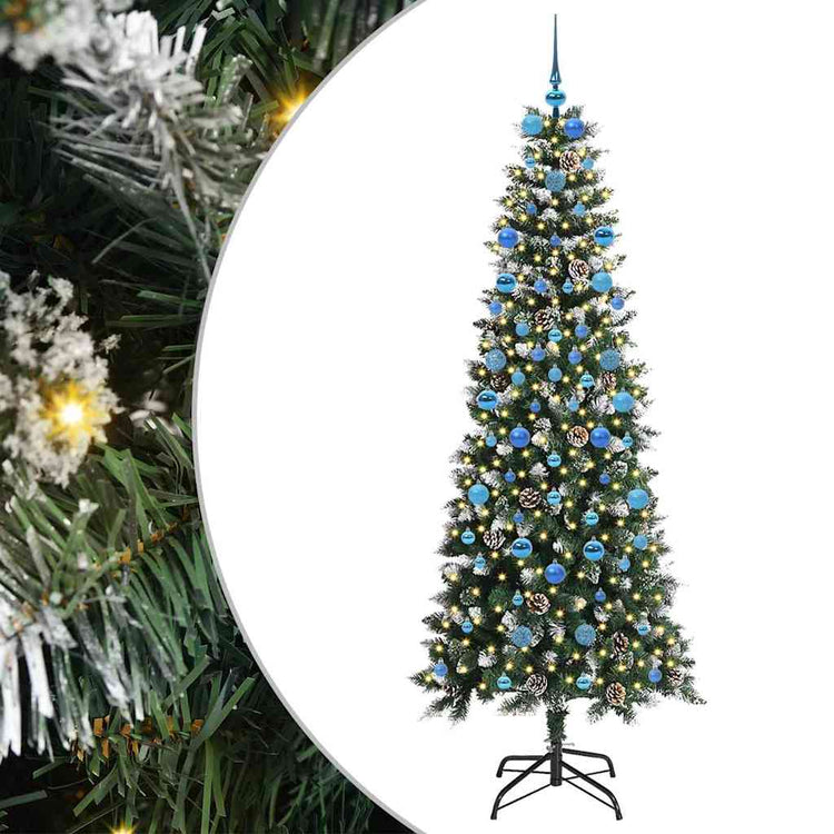 VidaXL künstlicher Weihnachtsbaum mit 300 LEDs grün, 210 cm PVC und Kunststoff und Stahl