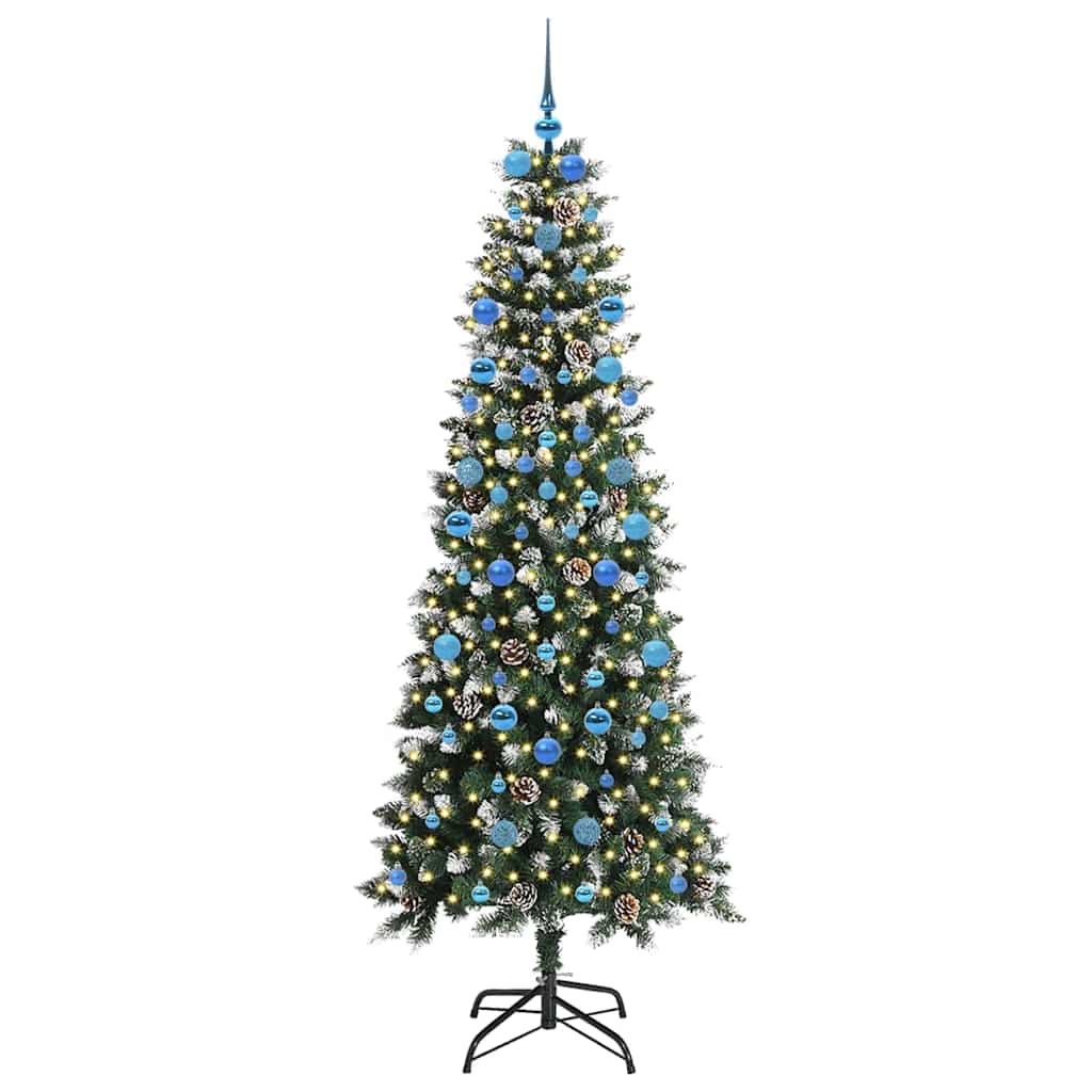 VidaXL künstlicher Weihnachtsbaum mit 300 LEDs grün, 210 cm PVC und Kunststoff und Stahl