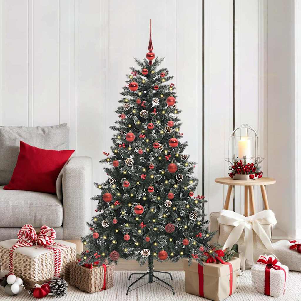 VidaXL künstlicher Weihnachtsbaum mit 150 LEDs grün, 150 cm PVC und Kunststoff und Stahl